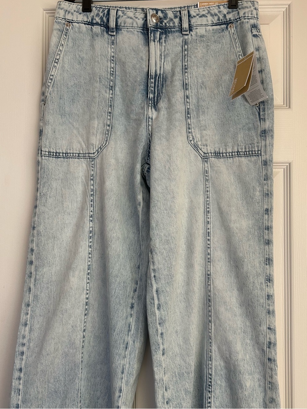 Faded Cotton Jeans  Wide leg light blue jeans Michael Kors hi wasted jeans